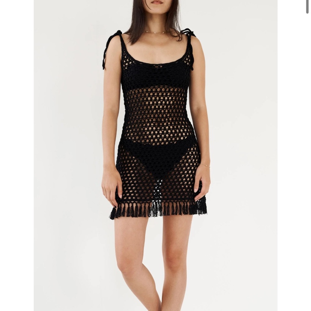 MARYSIA RESORT CROCHET MINI DRESS IN BLACK Sz L